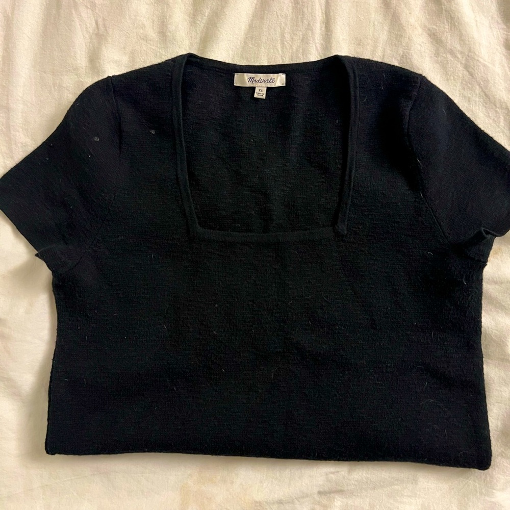 Madewell Women's Square Neck Top Knit Black Size XS